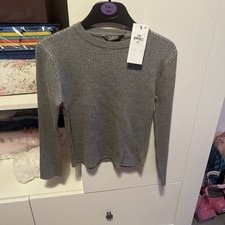 Mädchen Pulli Grau 128 Neu