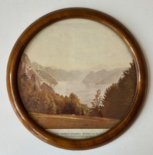 Bilderrahmen Nussbaum Holz Rund Antik Falzmaße 20,7 cm im DM Fotorahmen Vintage