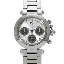CARTIER Pasha C Chronograph W31048M7 silber Herrenuhr gebraucht #101227
