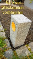 DOPPEL - Außensteckdose Granit Anthrazit Steckdosensäule Naturstein .