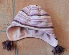 Winter Mütze lila gestreift