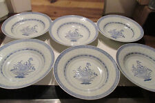 6 x vintage Suppenteller Reiskorntechnik blaue Blume  Made in China 23 x 4,5 cm
