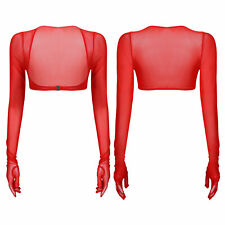 Damen Mesh Bolerojacke Top Langarm Transparente Oberteile  Party Clubwear Sexy