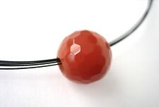 Halsreif Stahl 45 cm 5 reihig schwarz Magnetverschluss mit 16 mm Karneol Kugel