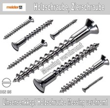 Linsensenkkopf Holzschrauben, Zierschraube m. Schlitz, DIN 95, Messing verchromt