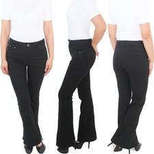 Damen Bootcut Hose Hüfthose Schlaghose Schlagjeans Hüftjeans Flared Jeans 