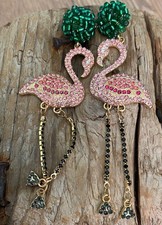Mega schöne und ausgefallene Flamingo Ohrringe - Strass pink rosa