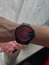 Diesel Herren Mega Chief Chronorgraph, 59 mm Gehäusegröße, Edelstahluhr