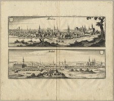 ALTENBURG / ARNSTADT - Doppelansicht - Merian - Kupferstich um 1645