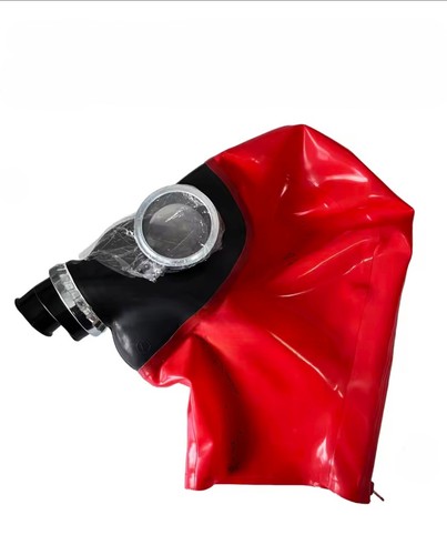 Latex gasmaske rot schwarz - gasmaske,