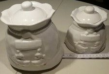 Keramik Zwiebel,+ Knoblauch Keramiktopf mit Deckel weiß Höhe 20cm