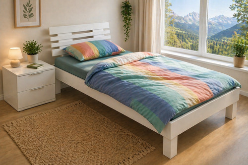 Einzelbett buche massiv weiss - massiv,