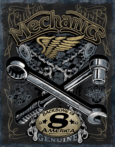 Blechschild mechanics auto - mechanics,