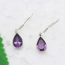 Silber Amethyst Ohrringe 925 Sterling Handmade Schmuck Geburtsstein Ohrringe