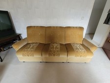 Vintage Sofa, Couch, Samt, Hochwertig, Bequem, 210 cm, Bester Zustand 