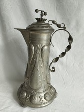 Antike Große Zinnkanne Schnabelkanne Höhe 44 cm Jugendstil Historismus 