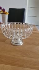 Schale Glas mit Silber-Fuß, schwer, antik, 15 cm Obstschale, Konfekt-Schale Deko