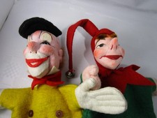 Dresdner Künstlerpuppe * 2 Handpuppen mit Beinen * Clown + Till Eulenspiegel