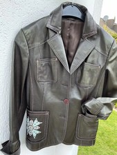 Damen CLAN Echt Lederjacke ,Nappaleder, Braun 36/38 ,tolle Details Wie NEU ❤️