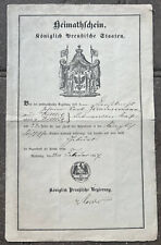 Heimatschein Königlich Preußische Staaten Merseburg 1857 Königreich Preussen