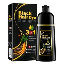 Schwarzes Haarfärbe Shampoo 3 in 1 permanente Haarfarbe gegen graue Haare, 500ml