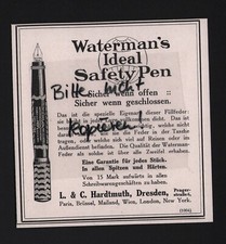 DRESDEN, Werbung 1913 Waterman`s Ideal-Safety Pen L. & C. Hardtmuth KOH-I-NOOR-