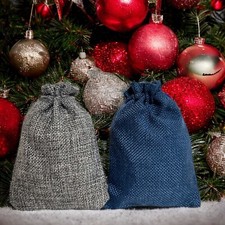 50x Jutesäckchen 10x14 cm oder 12x18 cm Beutel - Blau, Grau, Bunt, Mehrfarbig