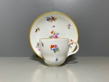 Meissen Gedeck Tasse UT Streublümchen Goldene Insekten u. Blätter Gold 1.Wahl