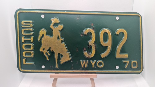 1970 wyoming school license - school,