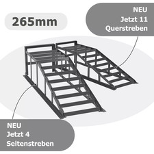 2x Auffahrrampe Rampe 2000 kg pro Paar PKW 265er Räder extra breit Grau