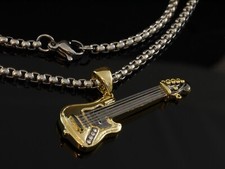 E Bassgitarre Gitarren  Anhänger 38 mm Größe  mit 50 cm Edelstahlkette  ROCKYS