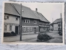 Foto antik, Tambach-Dietharz ,Thüringen, Holzablagerung vor Wohnhäuser (31)