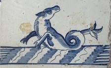 Fliese Kachel antik alt  tuile antique dutch tile tegel Delft Art Meerwesen