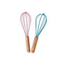 RICE: kleiner Schneebesen aus Silikon, 2 Farben, KIWHI-SAW21XC, Holzgriff 