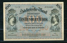 Dresden 100 Mark Banknote 2.1.1911 / Sächsische Bank ....................2/30289