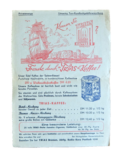 Trias kaffee werbung 1954 - kaffee,