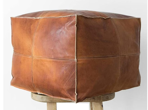 Leder pouf boho ästhetischer - leder-pouf,