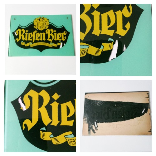 Werbung glasschild riesen bier - werbung,