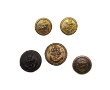 5 Knöpfe - Knopf - Marine - Für die Uniform - Anker - Bodenfund - 2. Weltkrieg