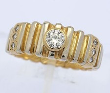 ♦♦ Ring in 14 kt 14k 585 er Gelb Gold mit Brillant Brillanten Diamant Massiv ♦