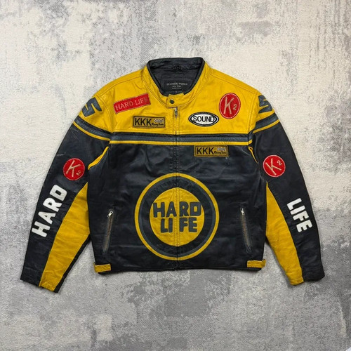 Vintage leder motorrad jacke - vintage,