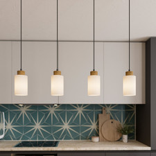 Envostar Talia Hängeleuchte Pendelleuchte Deckenlampe Lampe 4 flammig Eiche weiß