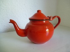 Vintage 60er rote Emaille-Teekanne 0,5l emaillierte Teekännchen mit Deckel