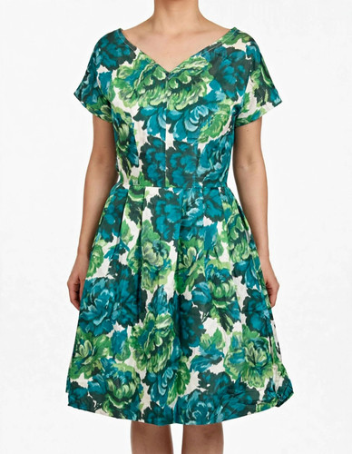 50s tellerkleid grün blau - 50s,