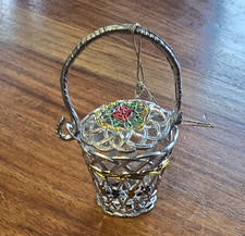 Babette Schweizer  Zinn Anhänger Körbchen Schmuck  Blumen Weihnachten Christbaum