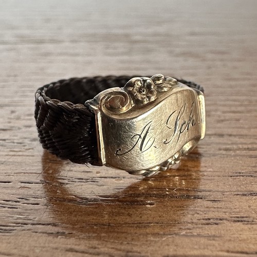 Antiker biedermeier haar ring - haar,