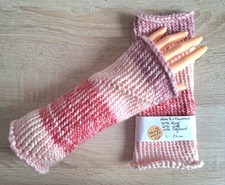Paar Arm-Stulpen, rosa-bunt gestreift Handarbeit, 26 cm Wollmischung dehnbar