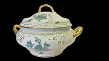 Antike große Terrine 3,9 Liter Rosenthal Sanssouci grüne Blume m. Goldornamenten