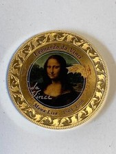 Leonardo da Vinci Medaille Mona Lisa 1503-1506 vergoldet mit Farbdruck PP