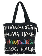 ROBIN RUTH Damen Henkeltasche Schwarz Hamburg Print Baumwolle Casual